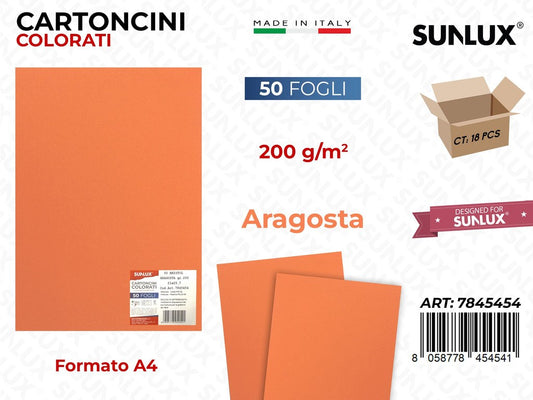 Cartoncino Aragosta 200GR F.to A4 50FF