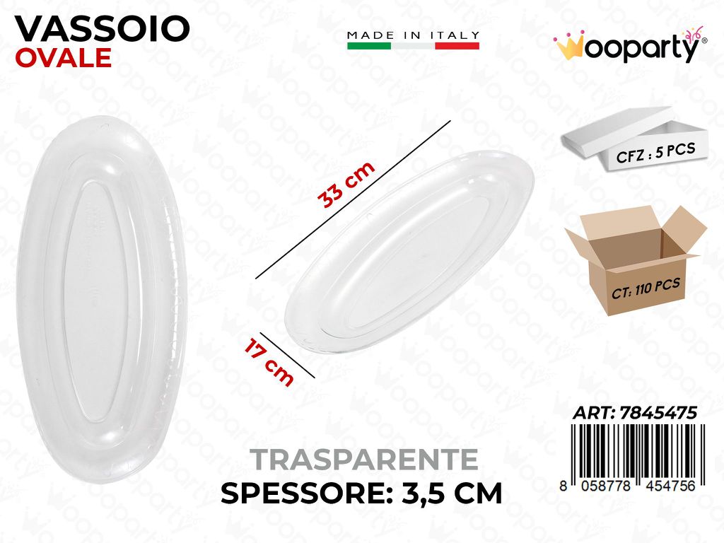 Vassoio Ovale Trasparente 33*17*3.5CM