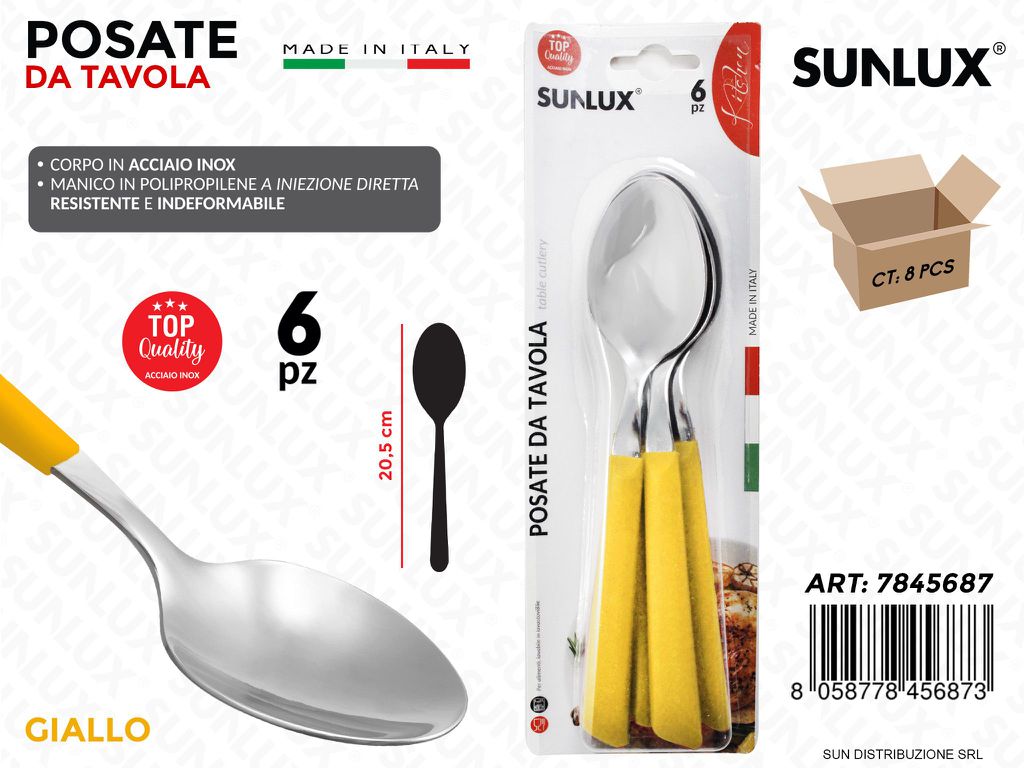 Cucchiaio in Acciaio Inox Giallo 6PCS 20.5CM