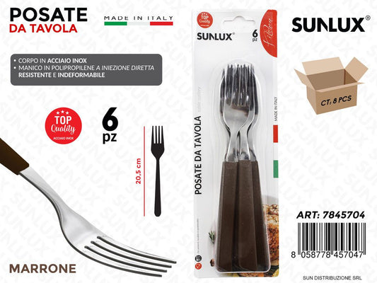 Forchette in Acciaio Inox Marrone 6PCS 20.5CM