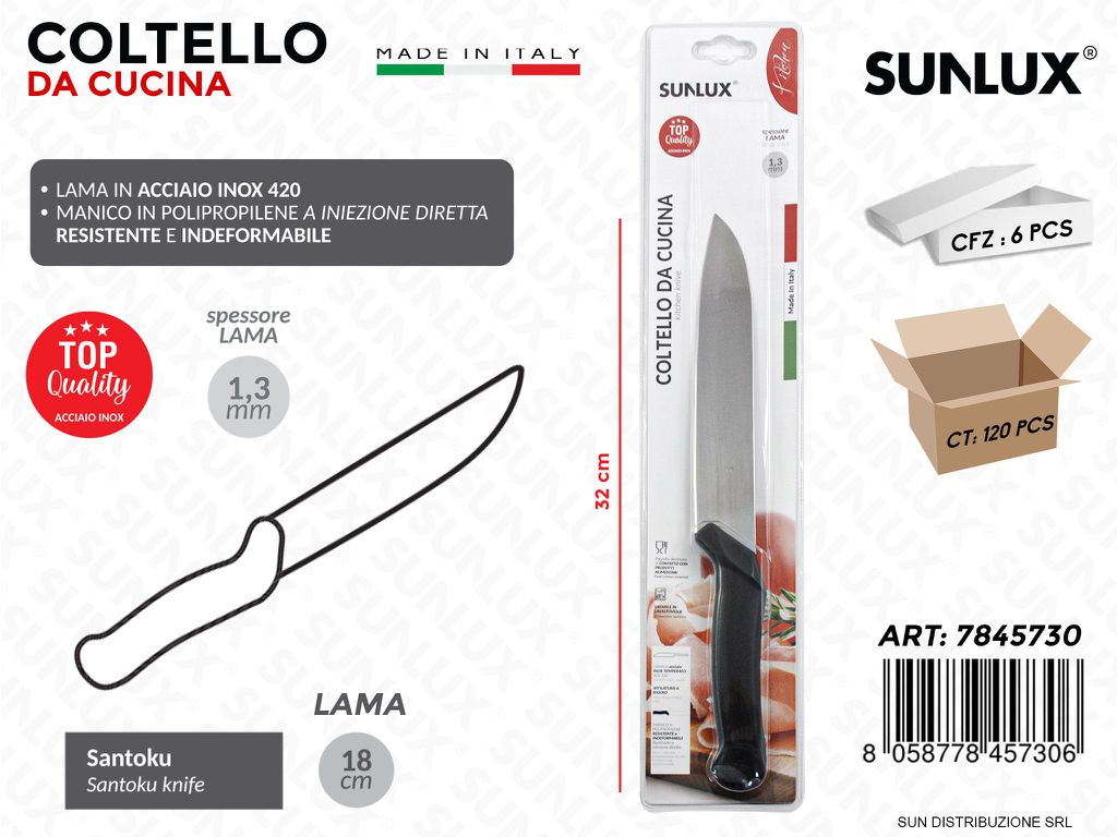 Coltello da Santoku in Acciaio Inox 420 32CM