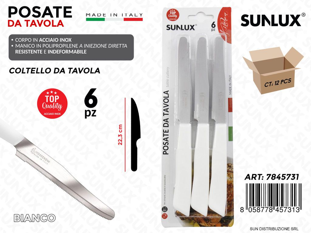 Coltello da Tavola Acciaio Inox Bia. 6PCS