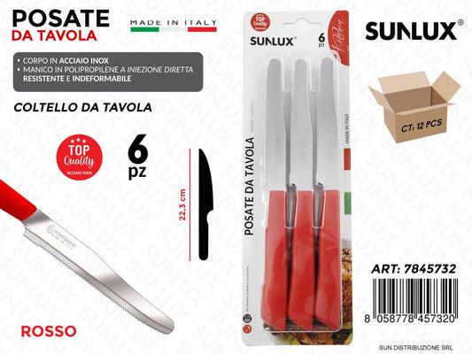 Coltello da Tavola Acciaio Inox Rosso 6PCS