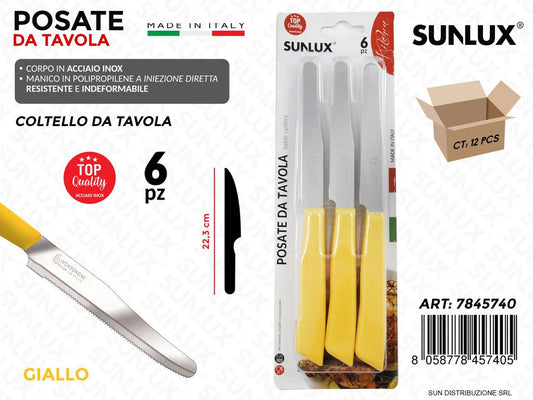 Coltello da Tavola Acciaio Inox Giallo 6PCS
