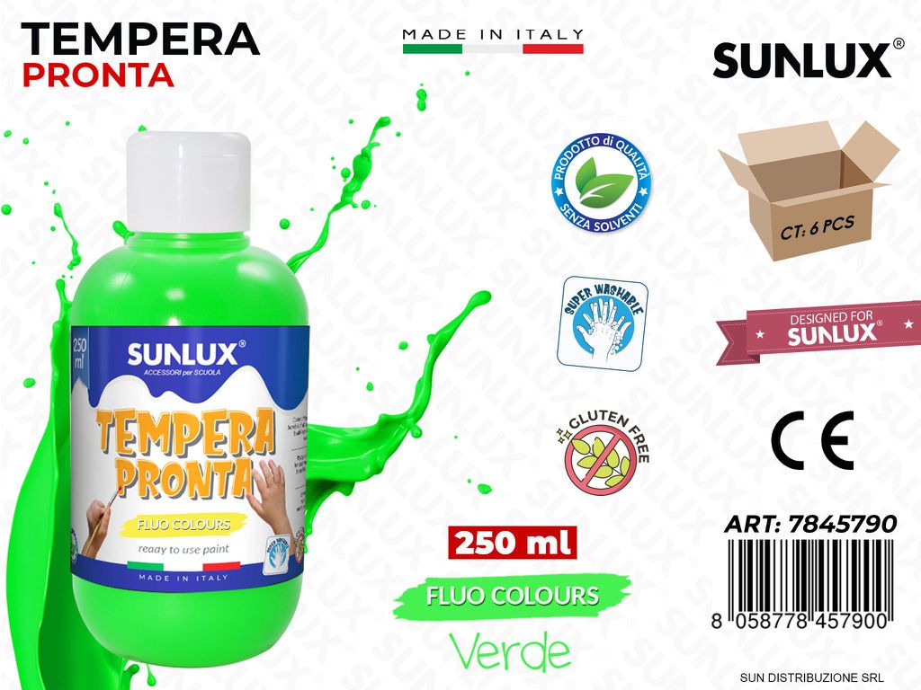 Tempera Pronta Verde Fluo 250ML