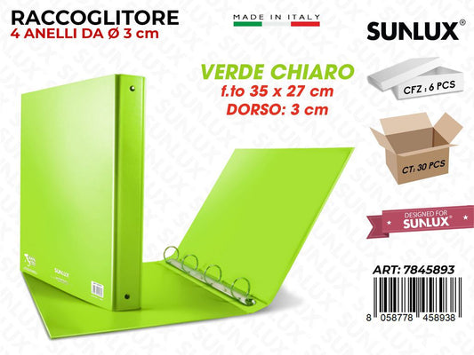 Copertina 4 Anelli Verde Chiaro F.to 35*27CM