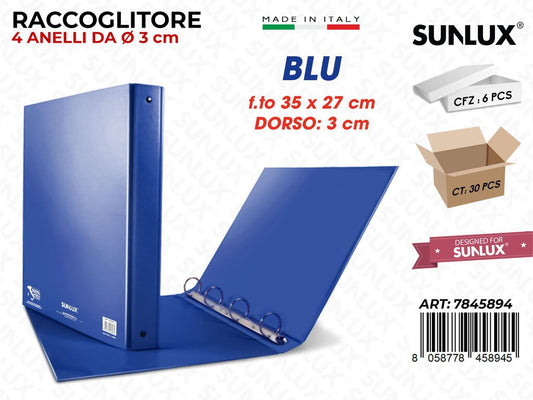 Copertina 4 Anelli Blu F.to 35*27CM