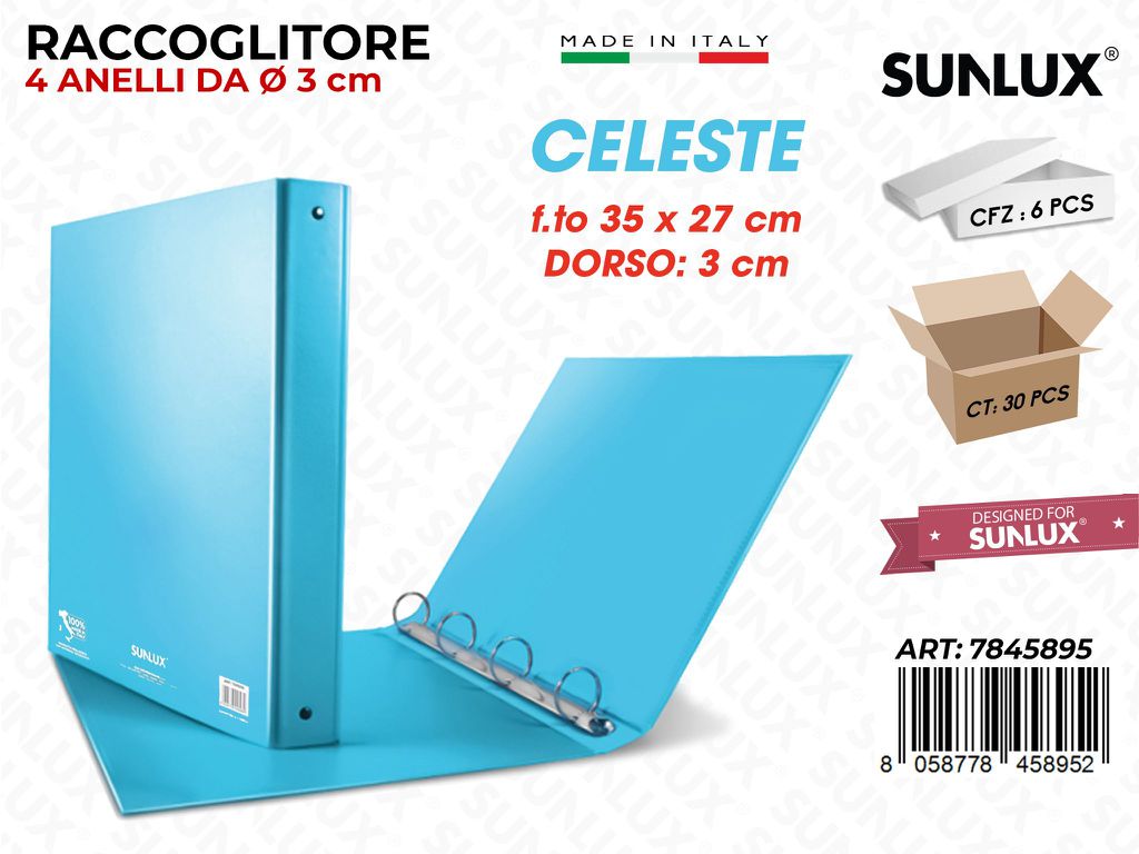 Copertina 4 Anelli Celeste F.to 35*27CM