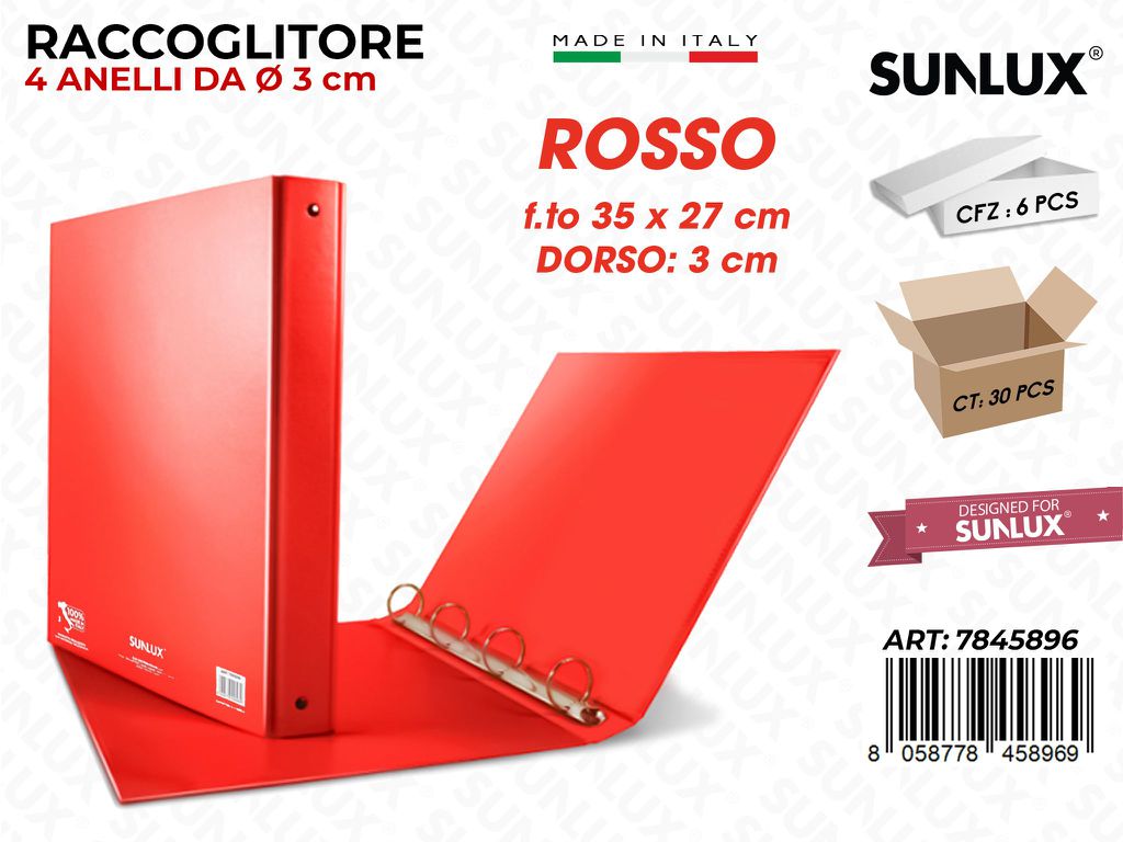 Copertina 4 Anelli Rosso F.to 35*27CM
