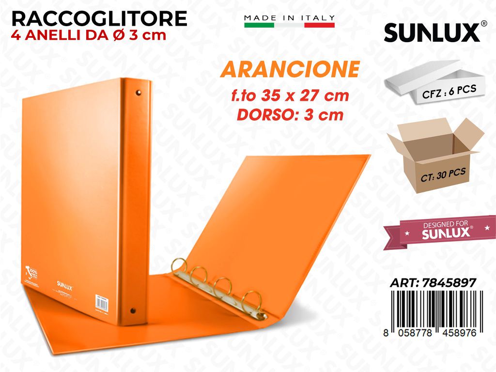 Copertina 4 Anelli Arancione F.to 35*27CM