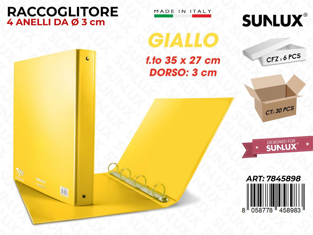 Copertina 4 Anelli Giallo F.to 35*27CM
