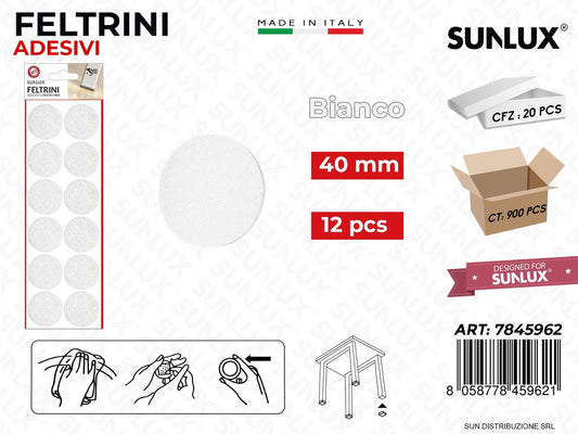 Feltrini Adesivi Rot. Bianco D. 40MM 12PCS /Pz da 20BL