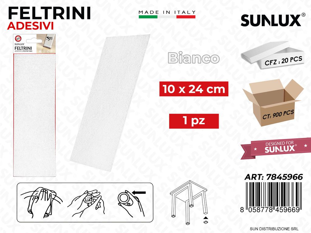 Feltrini Adesivi Bianco 10*24CM 1PC /Pz da 20BL