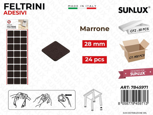 Feltrini Adesivi Quad. Marrone 28MM 24PCS /Pz da 20BL
