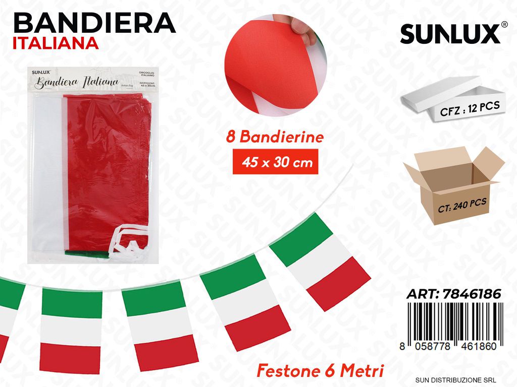 Festone Bandiera Italiana 8PCS 45*30CM*6MT
