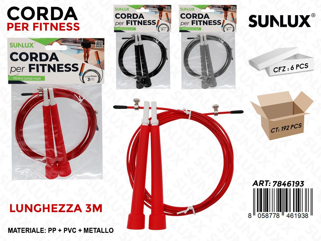Sunlux Corda per Fitness Ass. 3MT Pp-met.