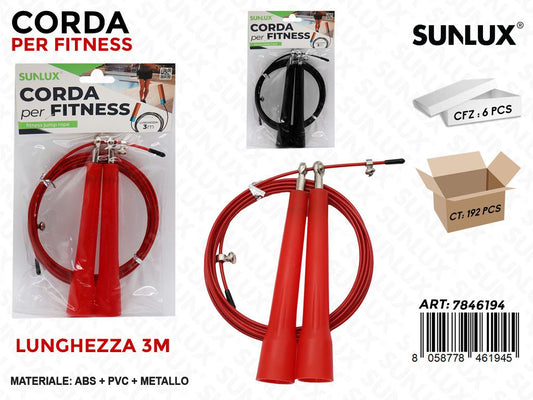 Sunlux Corda per Fitness Ass. 3MT Pvc-met.