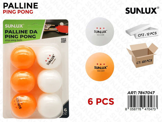 Sunlux Palline da Ping Pong 6PCS