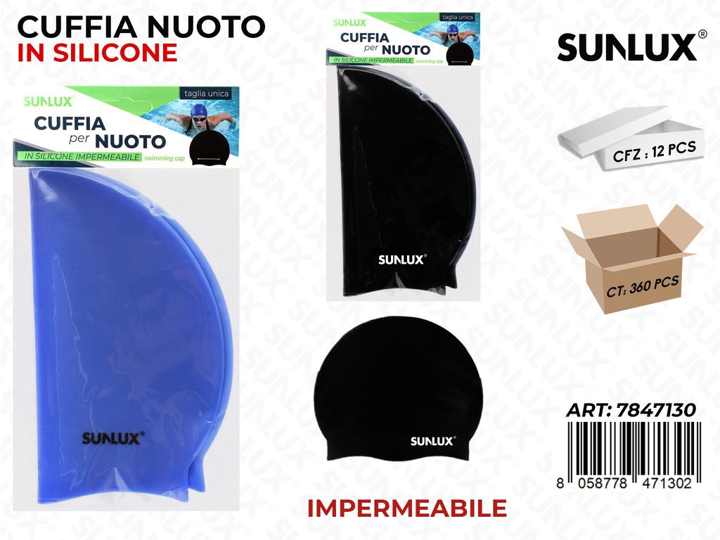 Sunlux Cuffia per Nuoto in Silicone Imper.