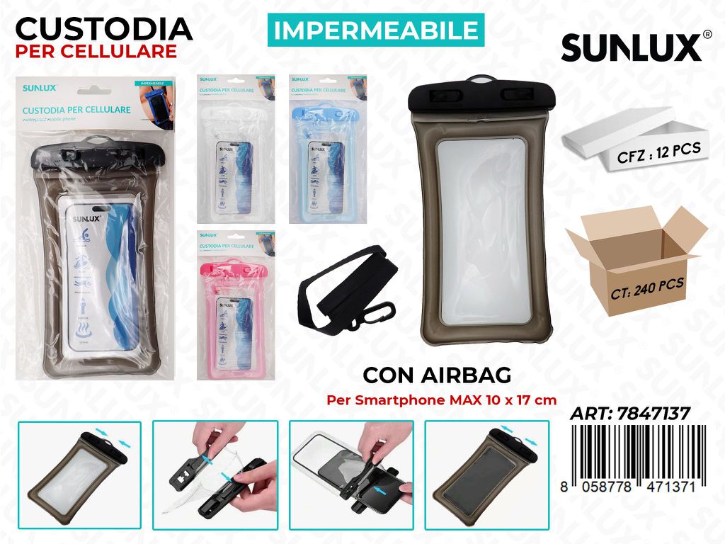Sunlux Custodia Cellulare Imperm. c/ Airbag 10*17CM
