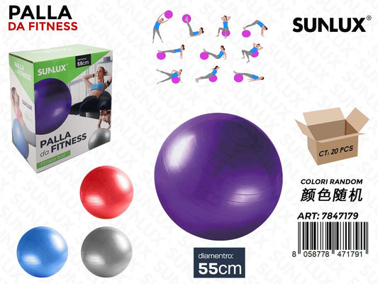 Sunlux Palla da Fitness D.55CM Col. Ass.
