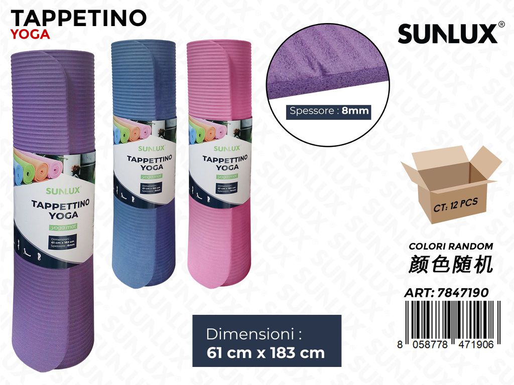 Sunlux Tappetino Yoga Col. Ass. 61*183CM *8MM