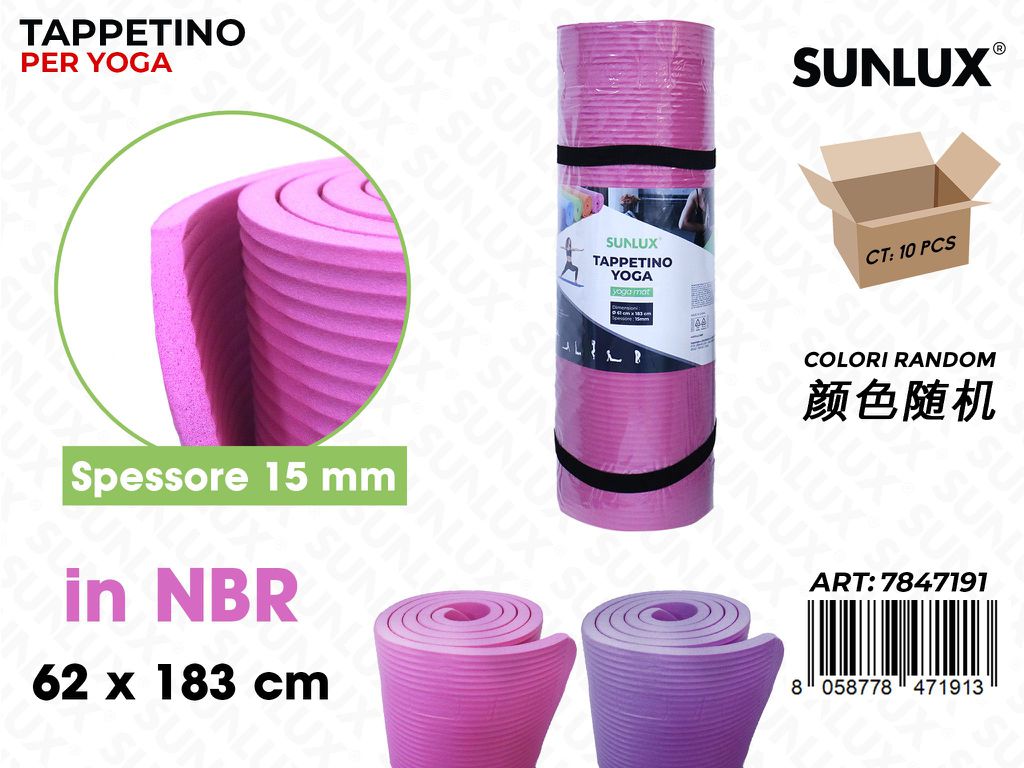 Sunlux Tappetino Yoga Nbr Col. Ass. 62*183CM *15MM