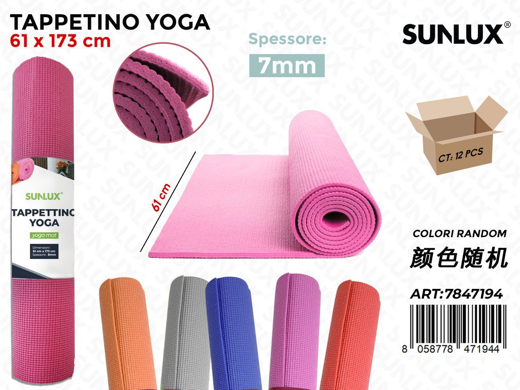 Sunlux Tappeto Yoga 173*61CM*6MM Col. Random