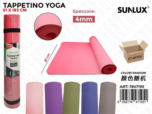Sunlux Tappetino Yoga Tpe Col. Ass. 61*183CM*4MM