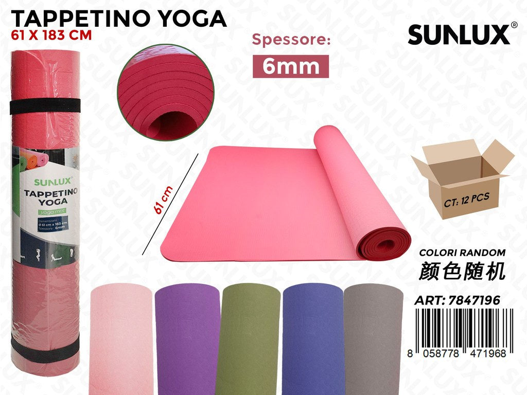 Sunlux Tappetino Yoga Tpe Col. Ass. 61*183CM*6MM