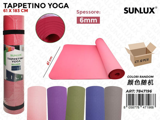 Sunlux Tappetino Yoga Tpe Col. Ass. 61*183CM*6MM