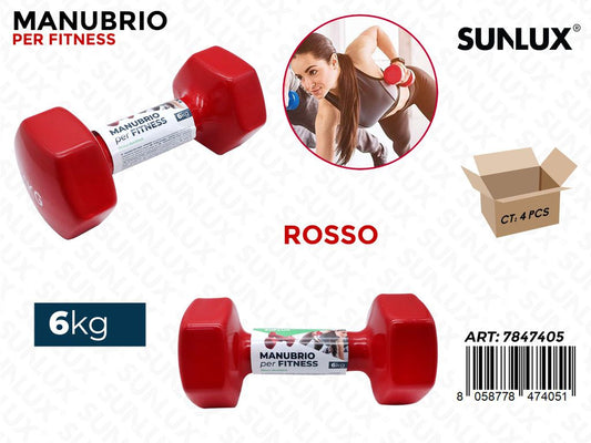 Sunlux Manubrio Fitness 6KG Rosso