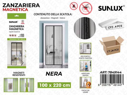 Sunlux Zanzariera Magnetica Ne. c/ Velcro 100*220CM