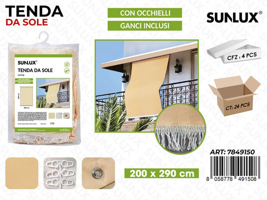 Sunlux Tenda da Sole Giallo c/Ganci 200*290CM