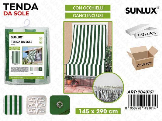 Sunlux Tenda da Sole Righe Ve. c/Ganci 145*290CM