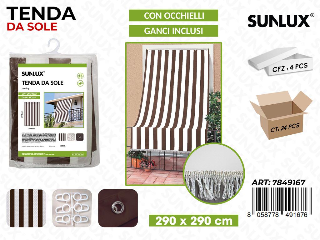 Sunlux Tenda da Sole Righe Marr. c/Ganci 290*290CM