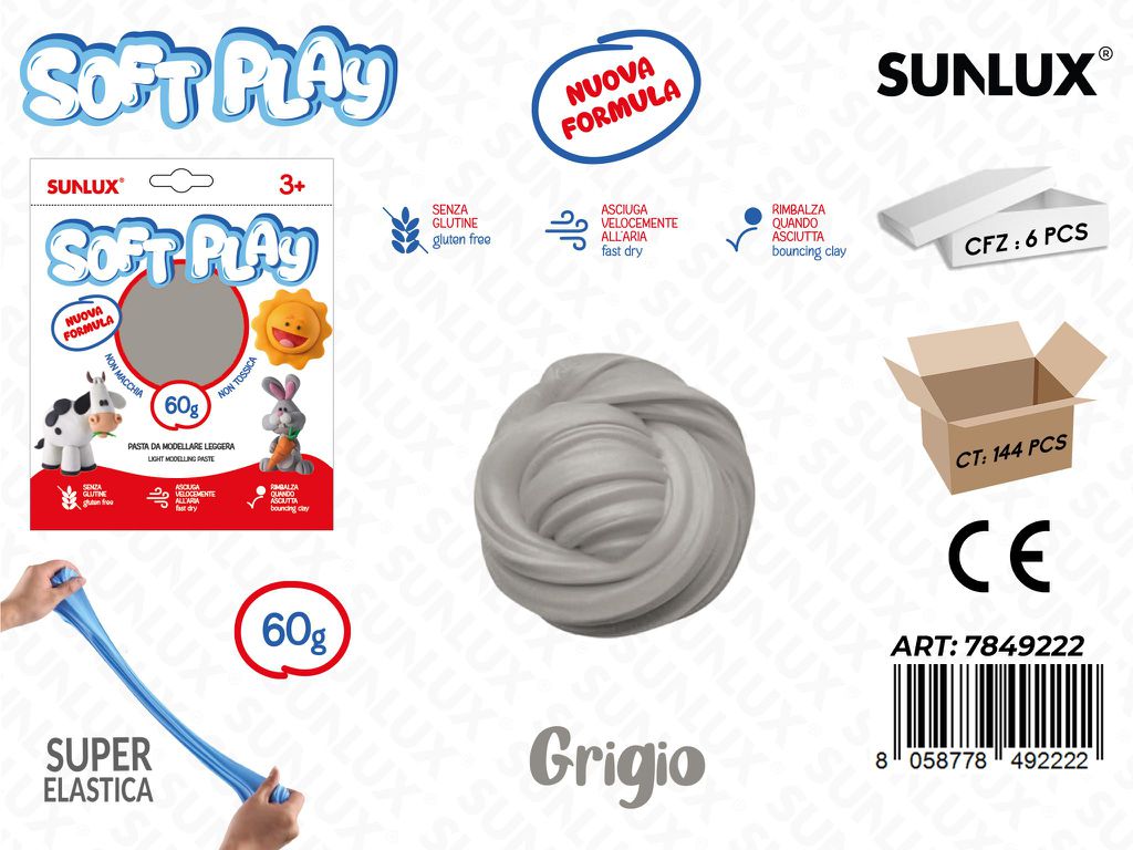 PASTA MODEL. SOFT GRIGIO 60GR /PZ DA 6**