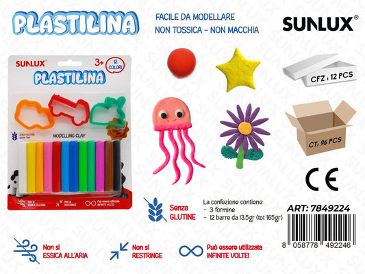 PLASTILINA C/ FORMINE 12COL. /PZ DA 12**