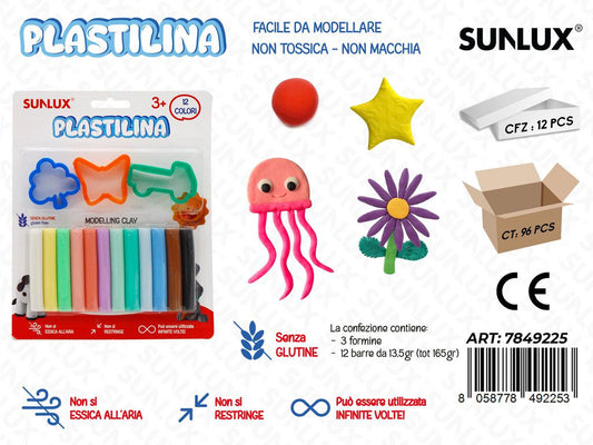 PLASTILINA C/ FORMINE 12COL. /PZ DA 12**