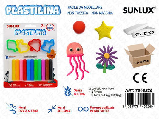 PLASTILINA C/ FORMINE 12COL. /PZ DA 12**