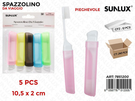 Sunlux Spazzolino da Viaggio 5PCS Col.ass. 10.5*2CM