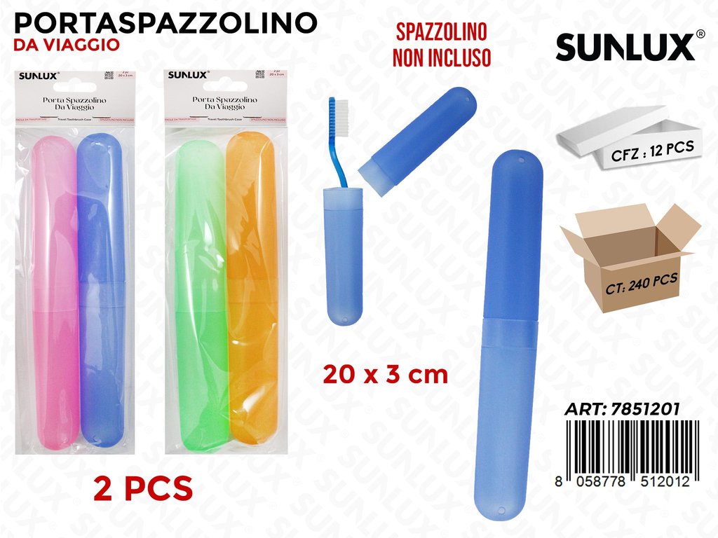 Sunlux Portaspazzolino da Viaggio 2PCS Col.ass. 20*3CM