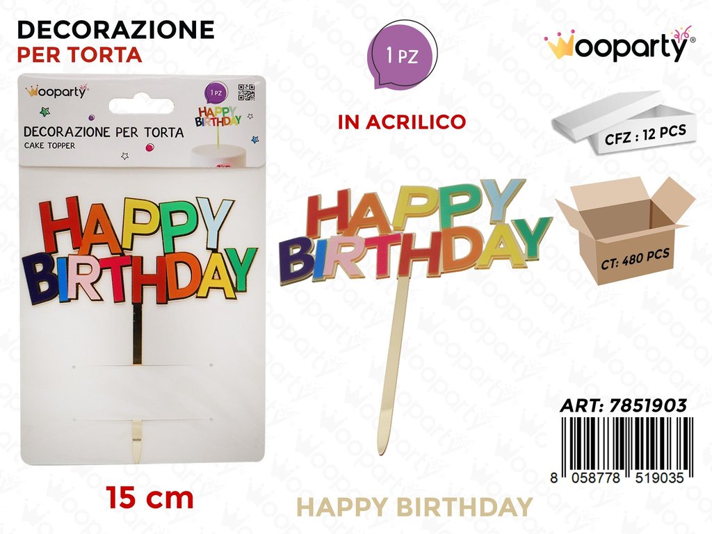DEC. PER TORTA H. BIRTHDAY 15CM