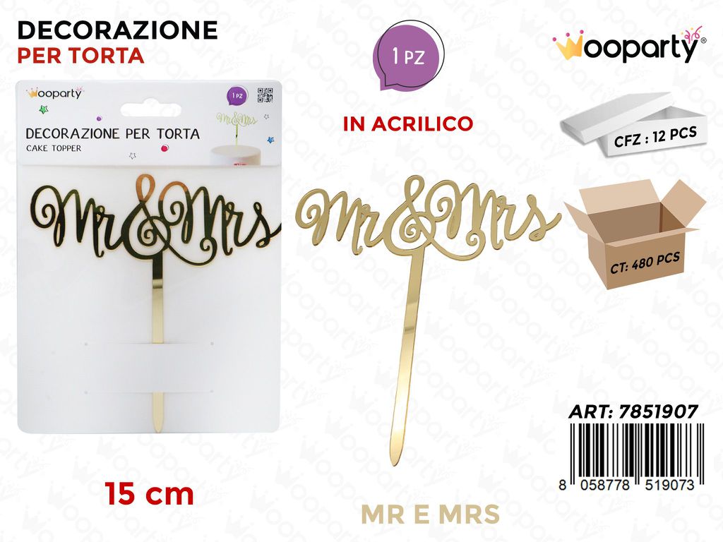 DEC. PER TORTA MR E MRS 15CM