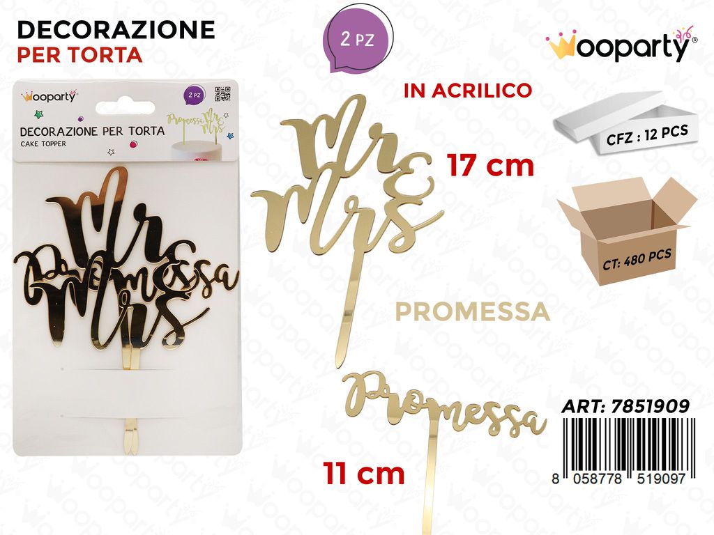 DEC. PER TORTA PROMESSA 2PCS 17-11CM
