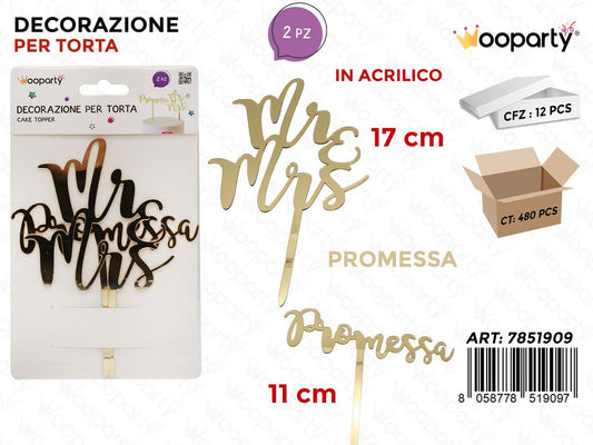 DEC. PER TORTA PROMESSA 2PCS 17-11CM