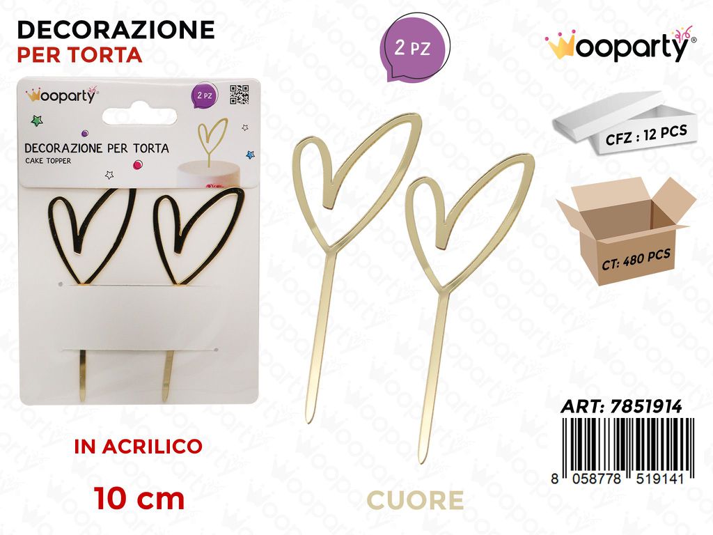 DEC. PER TORTA CUORE 2PCS 10CM