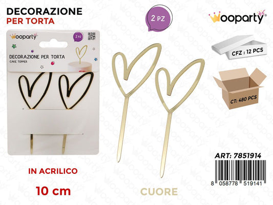 DEC. PER TORTA CUORE 2PCS 10CM