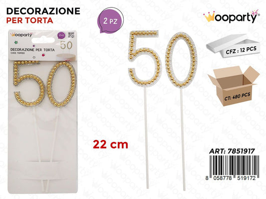 DEC. PER TORTA ANNIV. 50ANNI 2PCS 22CM