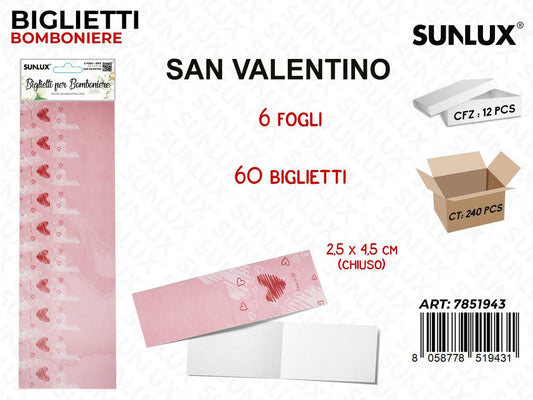 Sunlux Biglietti Bomb. Love Is All 6FF 60PCS